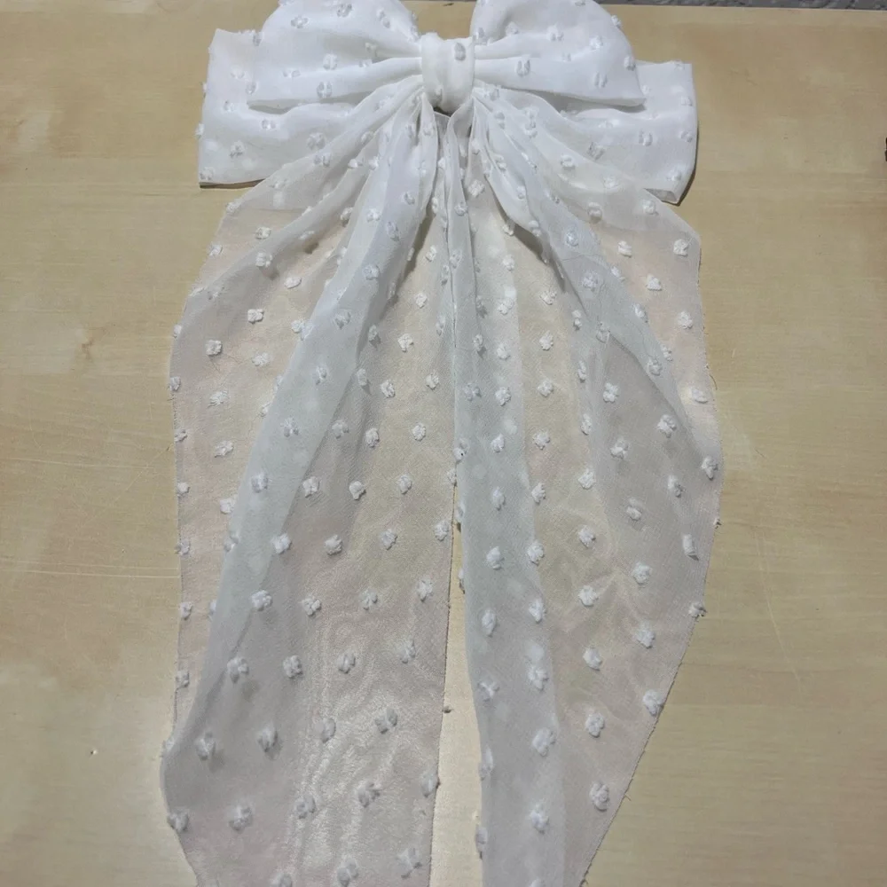 White Polka Dot Bow
